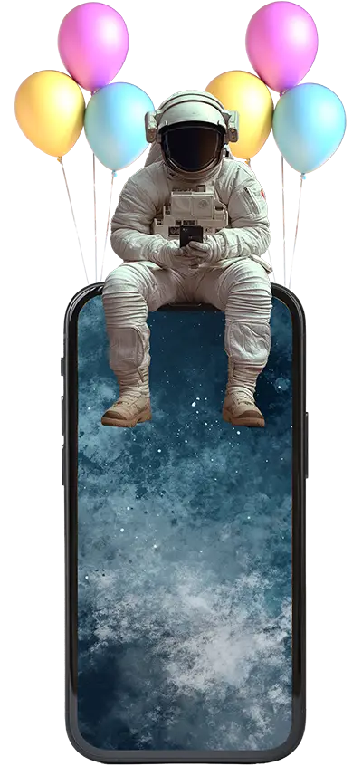 Cosmonaute taillez media sur téléphone
