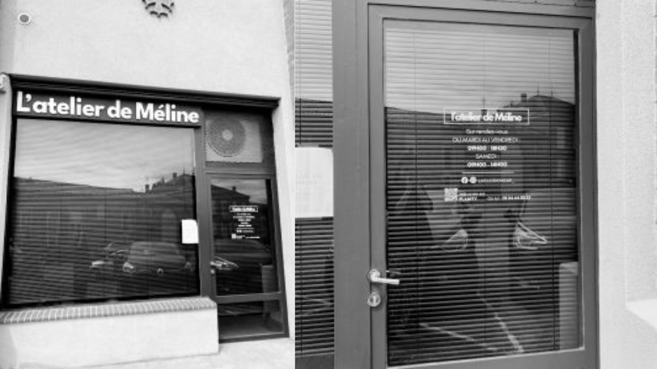 Création enseigne + Vitrophanie identité visuelle salon de coiffure toulouse