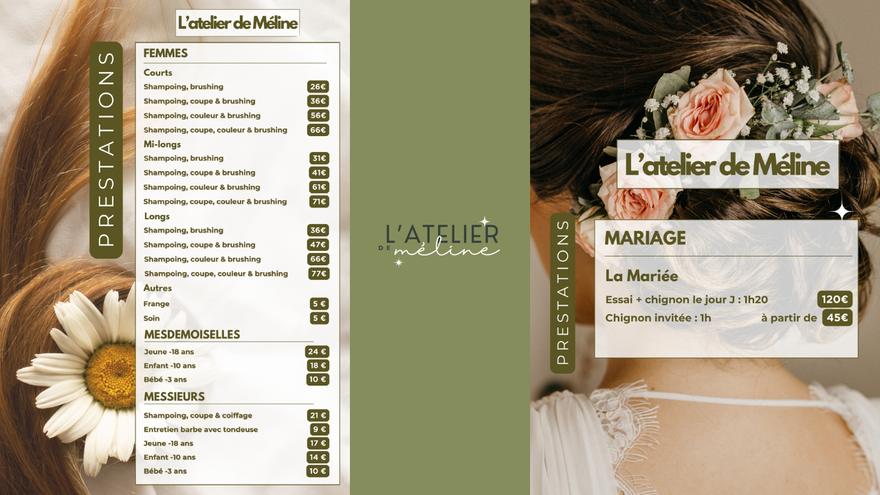 plaquette tarification salon de coiffure toulouse