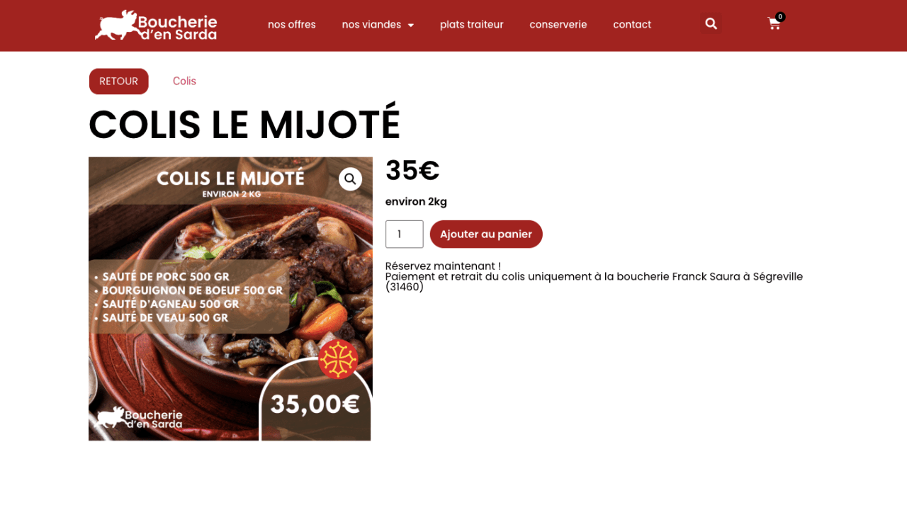 page produit site click and collect