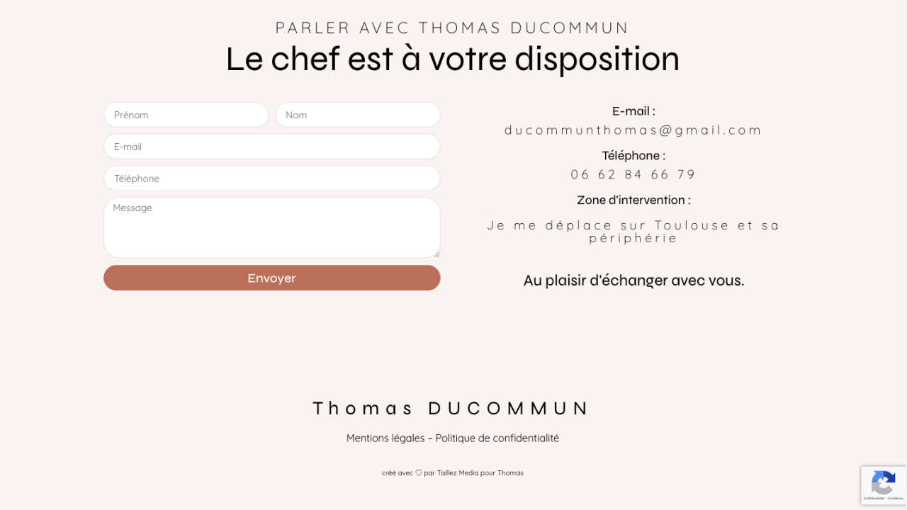 formulaire de contact site thomas ducommun chef toulouse