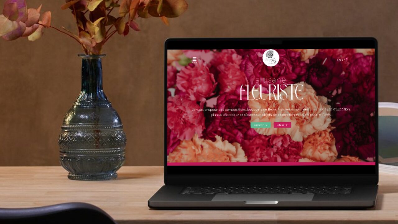 vue pc création site web fleuriste toulouse le singe au dahlia