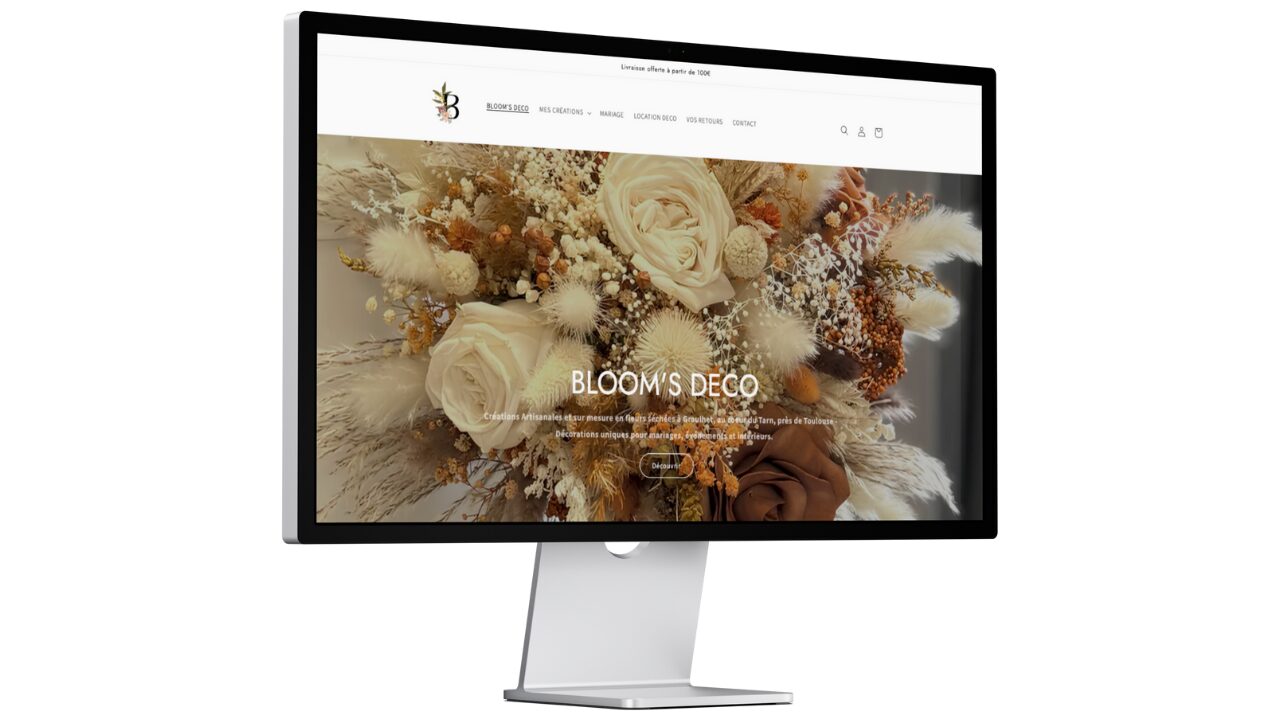 vue pc création shopify toulouse blooms déco