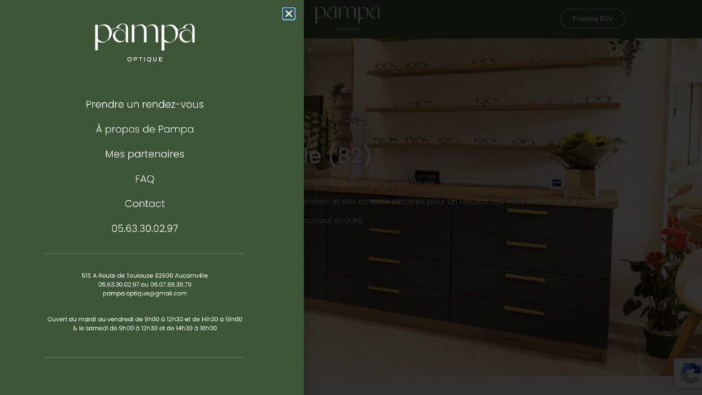 création menu site vitrine opticienne toulouse